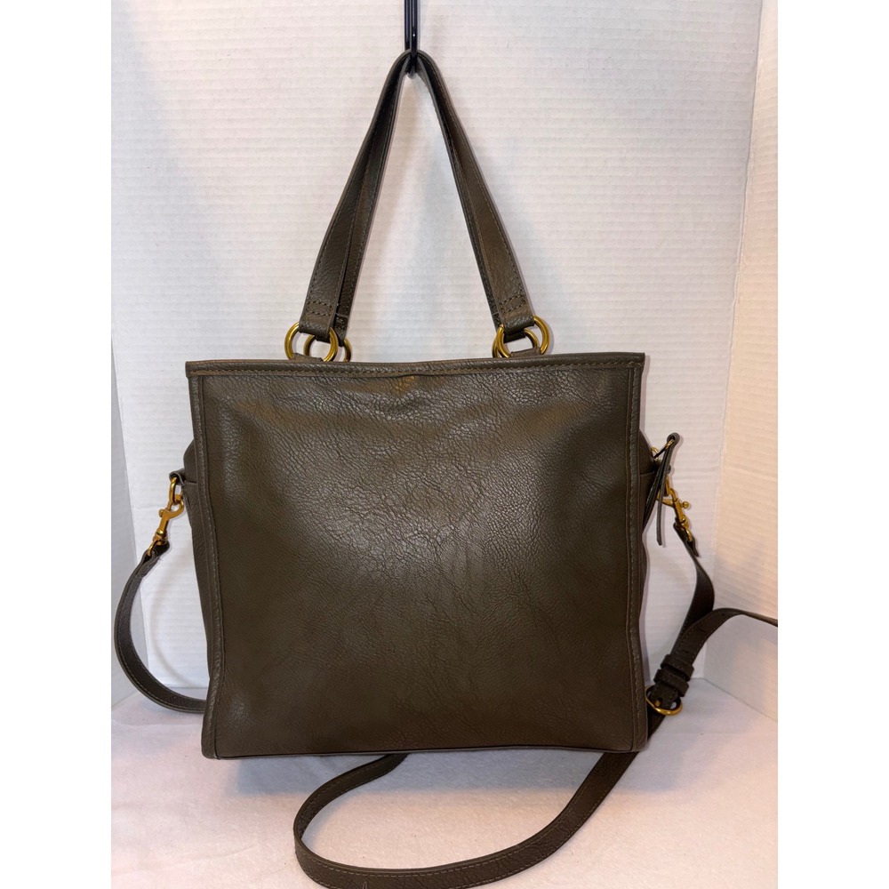 Universal Thread Olive Green Faux Leather Tote Crossbody Bag Gold Hardware